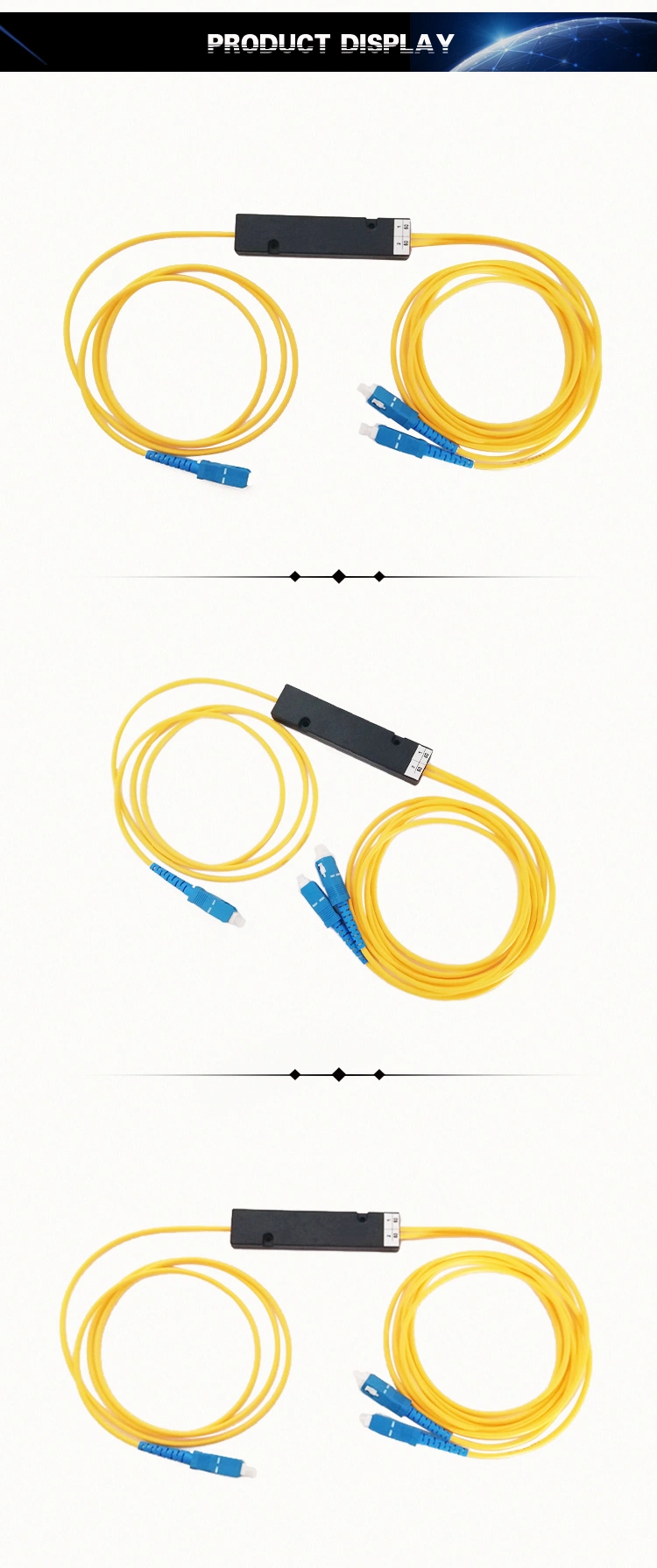 ABS Box Fiber Optic PLC Splitter Singlemode Sc Upc Pigtail 1310/1550/1490 Nm Fbt Coupler